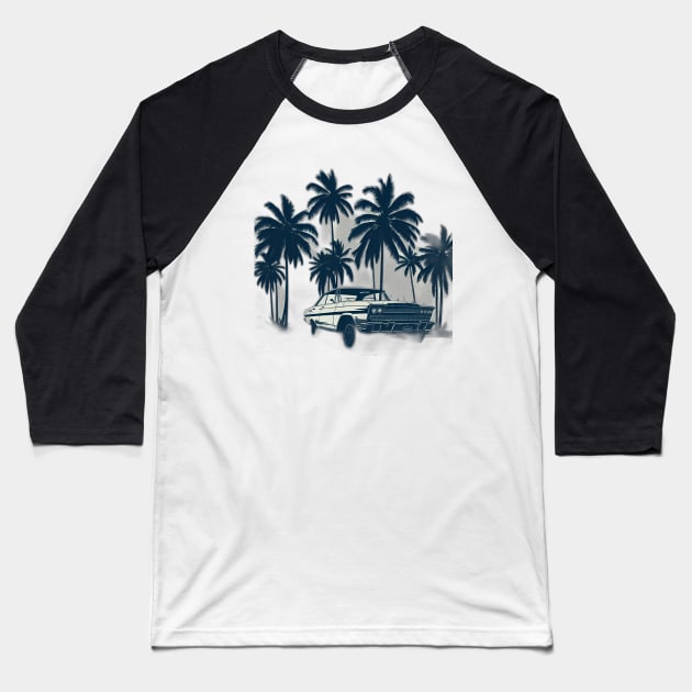 travel illustration, car and palm tree summer Baseball T-Shirt by emofix